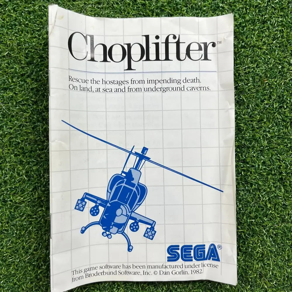 Sega Master System Choplifter 1986 Video Game Complete Tested Working Vintage